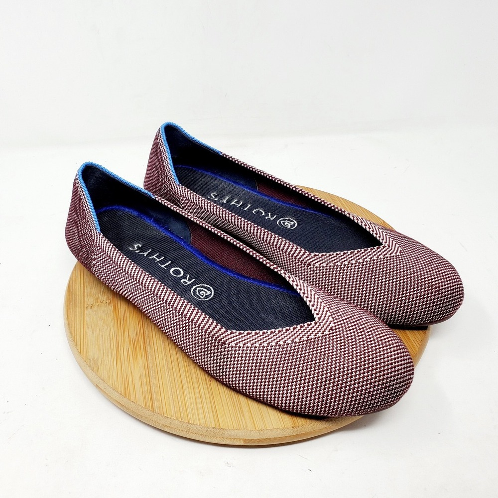 Rothys Birdseye Plum Ballet Flats Womens 9 Round Toe Shoes Slip On Retired‎